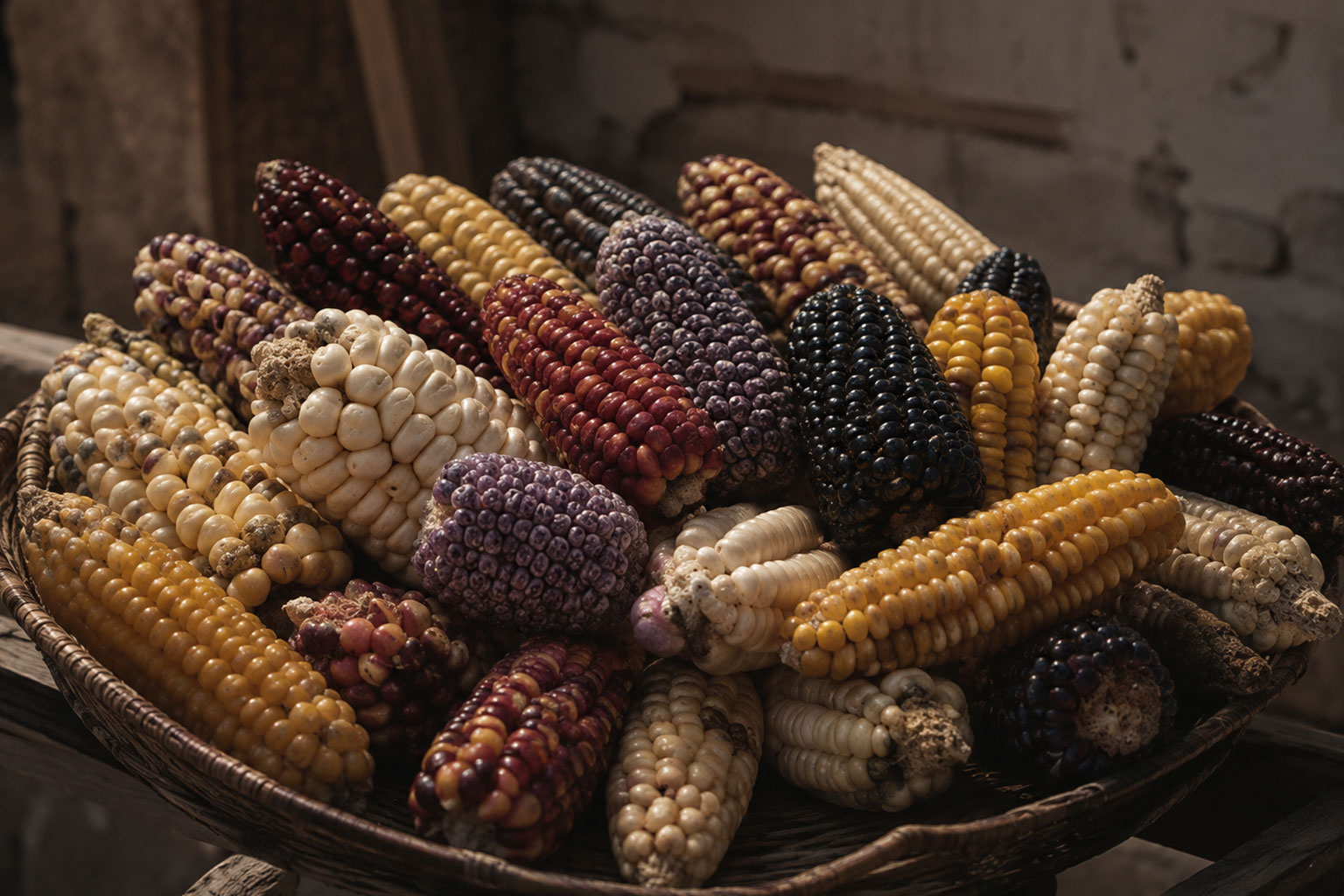 Variedades de maíz nativo boliviano de diferentes colores